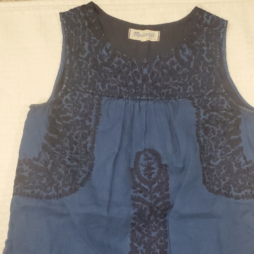 Madewell Mercado Linen  Shift  Blue Dress Size XS - Picture 2 of 12